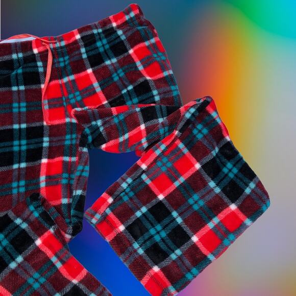 Thick Cozy Plaid Lounge Pants Secret Treasures Juniors Large Bright - Picture 11 of 11